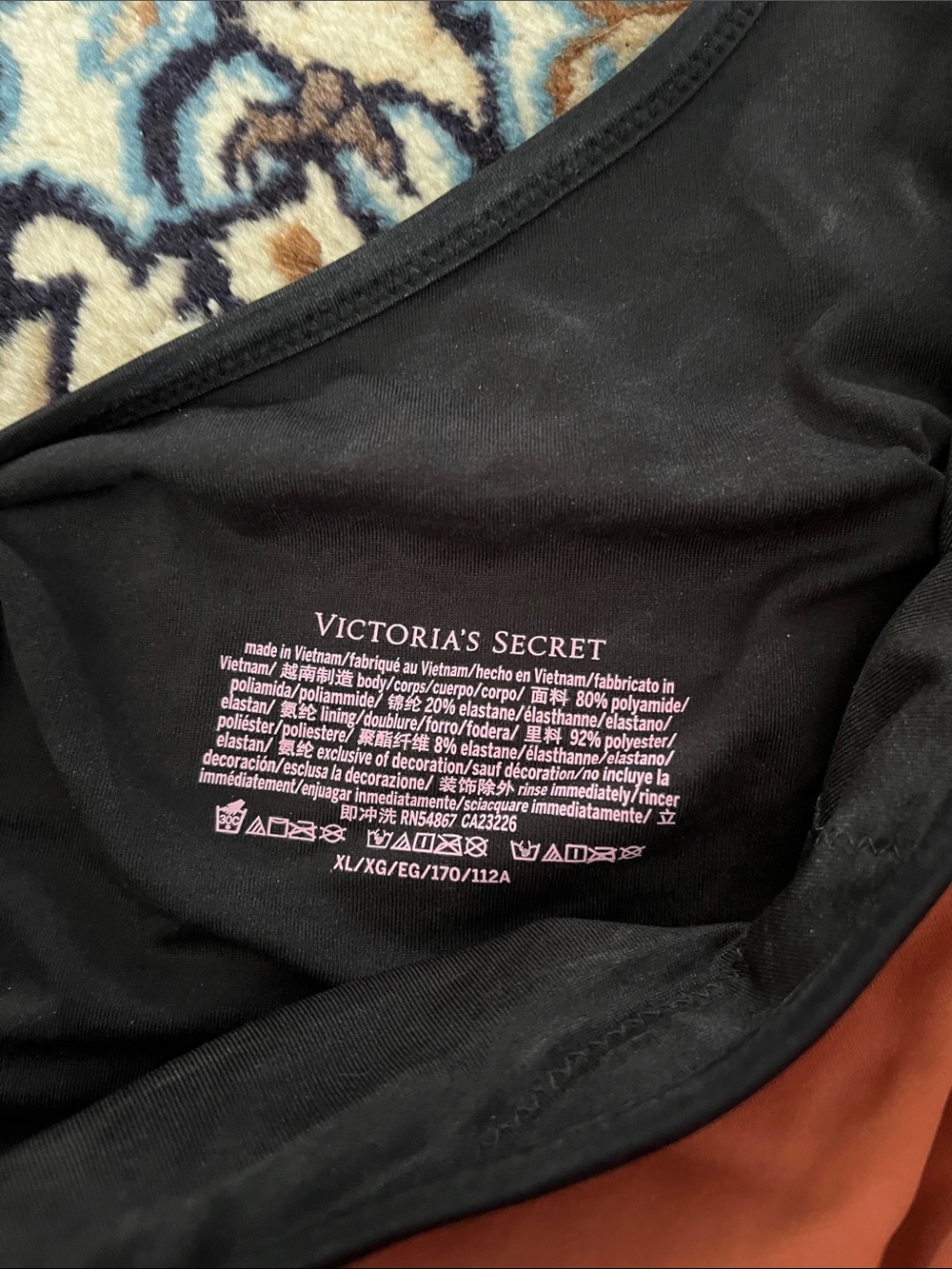 Victoria's Secret Orange and Black One-Shoulder High-Waist One-Piece - Picture 2 of 2